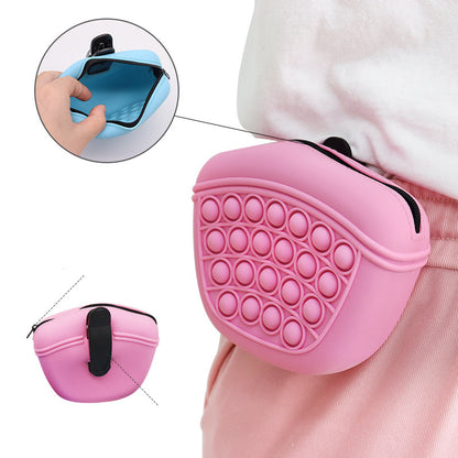 Portable pet treat storage in pink with easy-open zipper and flexible design for dog training