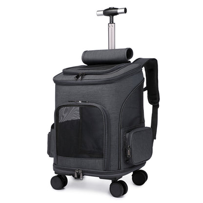 Petpal portable pet trolley backpack with wheels and a telescopic handle for easy travel