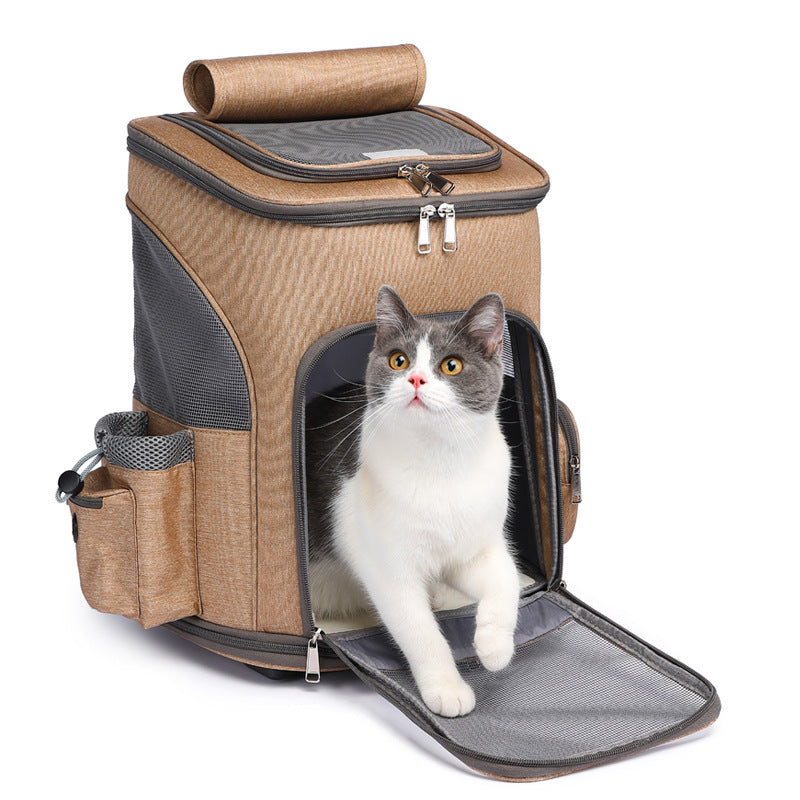 Portable pet trolley backpack by Petpal accessories with a spacious opening for easy pet access