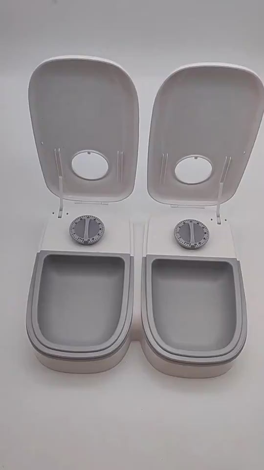 videoDual section pet food and water feeder for cats and dogs