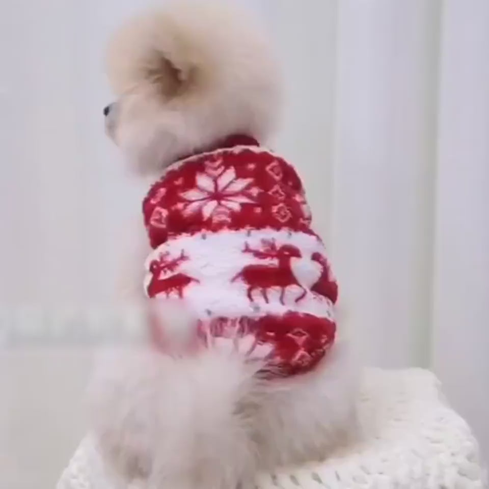 Winter Warm Padded Dog Clothes Christmas Pet Sweater.