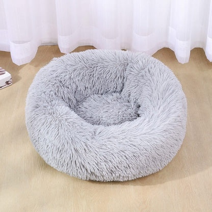 Gray washable pet bed plush designed for comfort and warmth for your furry friends
